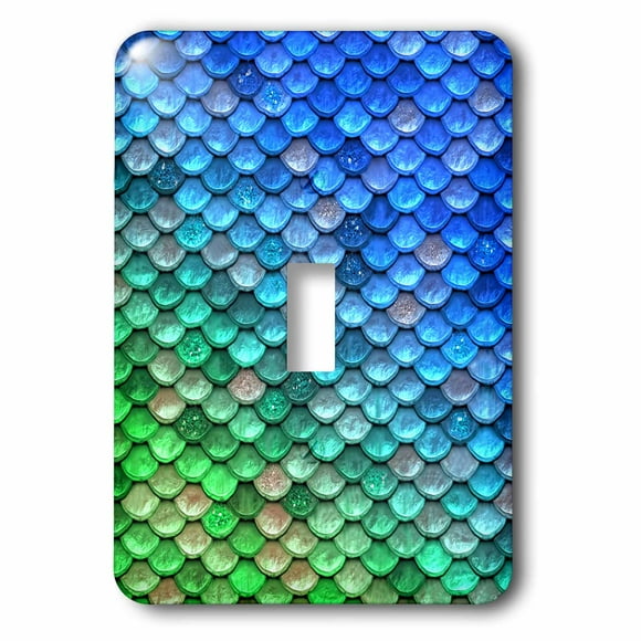 3dRose Sparkling Teal Green Luxury Mermaid Scales Glitter Effect Art print - Single Toggle Switch (lsp_266952_1)