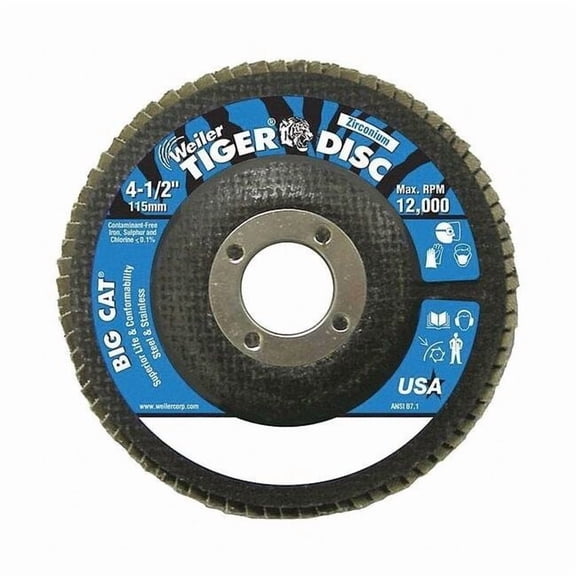 Weiler Flap Disc,40 Grit,7/8 in.,Coarse Grade 50803V