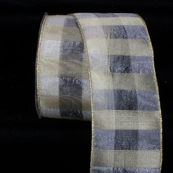 The Ribbon People Cream White and Gold Stripes Wired Craft Ribbon 2.5" x 17 Yards