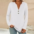 thumbnail image 2 of Oversized Tshirts for Women Fashion Casual Long Sleeve Button Solid Color Tops - Round Neck Print Cotton Blend Loose Fit Tshirts Shirts for Women Comfort Colors Tshirt, 2 of 7