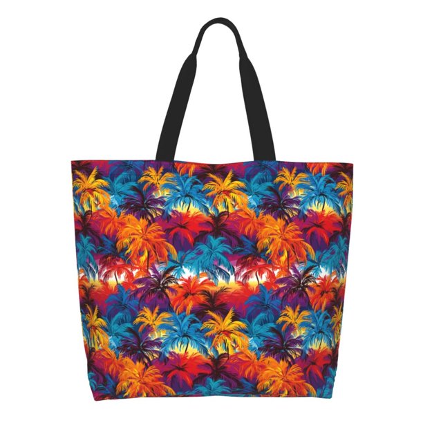 Easygdp Colorful Hawaii Palms Bolsas Tote para Mujer, Bolsos de Hombro para Viaje, Bolsos de Mano de Gran Capacidad para Compras y Trabajo