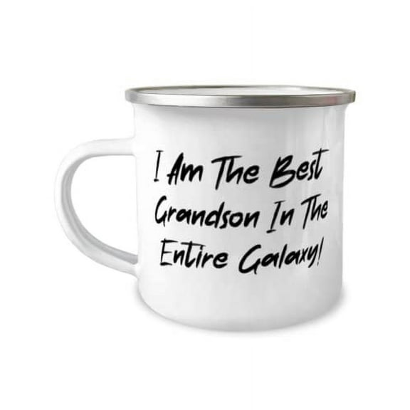 Sarcasm Grandson Gifts, I Am The Best Grandson In The Entire Galaxy!, Unique Christmas 12oz Camper Mug From Grandchild