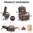 thumbnail image 2 of Dual Motor Power Lift Recliner Chair with Massage and Heat for Elderly, 180° Lying Flat Adjustable Lift Chair with 3 Positions, Solid Wood Armrests and Chenille Fabric, Brown, 2 of 8