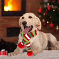 thumbnail image 3 of 2 piezas de bufanda de punto a rayas navideñas para perro, calentador de cuello de invierno para perro, disfraz de Navidad para mascotas, pañuelo para gato, cachorro, accesorios, XL, 3 of 5