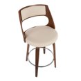 thumbnail image 7 of Cecina Mid-Century Modern Counter Stool With Swivel In Walnut And Cream Faux Leather - Set Of 2, 7 of 7