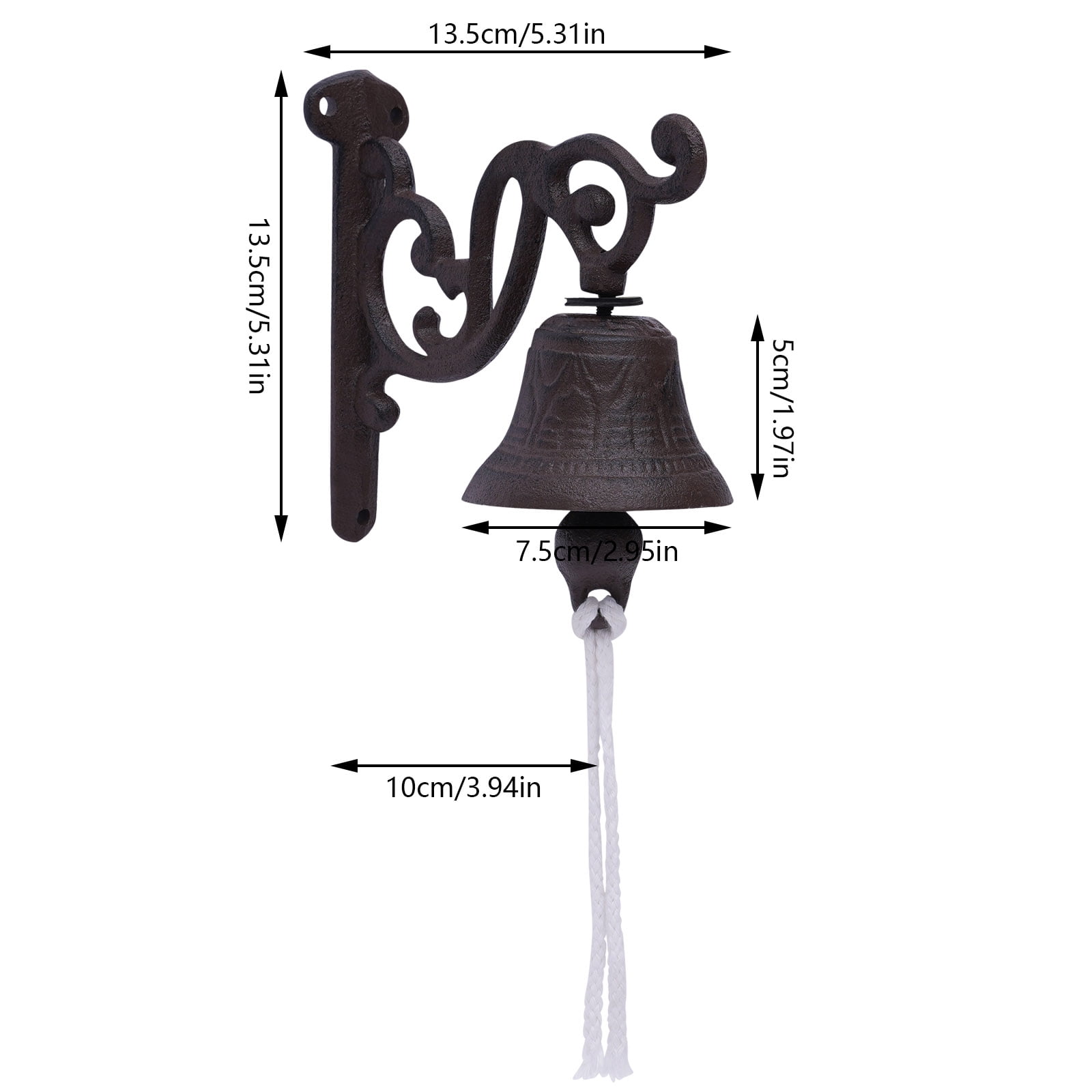 Wildnix Outdoor Dinner Bells Made of Durable Cast Iron, Vintage Rustic Design, Clear Pleasant Sound, Easy Installation, Ideal for Doorbells, Call Signs, School Bells, and Outdoor Decorations