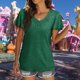thumbnail image 4 of Camisetas De Mujer Blusa femenina plisada elegante de la camiseta de las señoras del verano para el deporte al aire libre (verde M) Ygjytge para Mujer Verde T L, 4 of 6