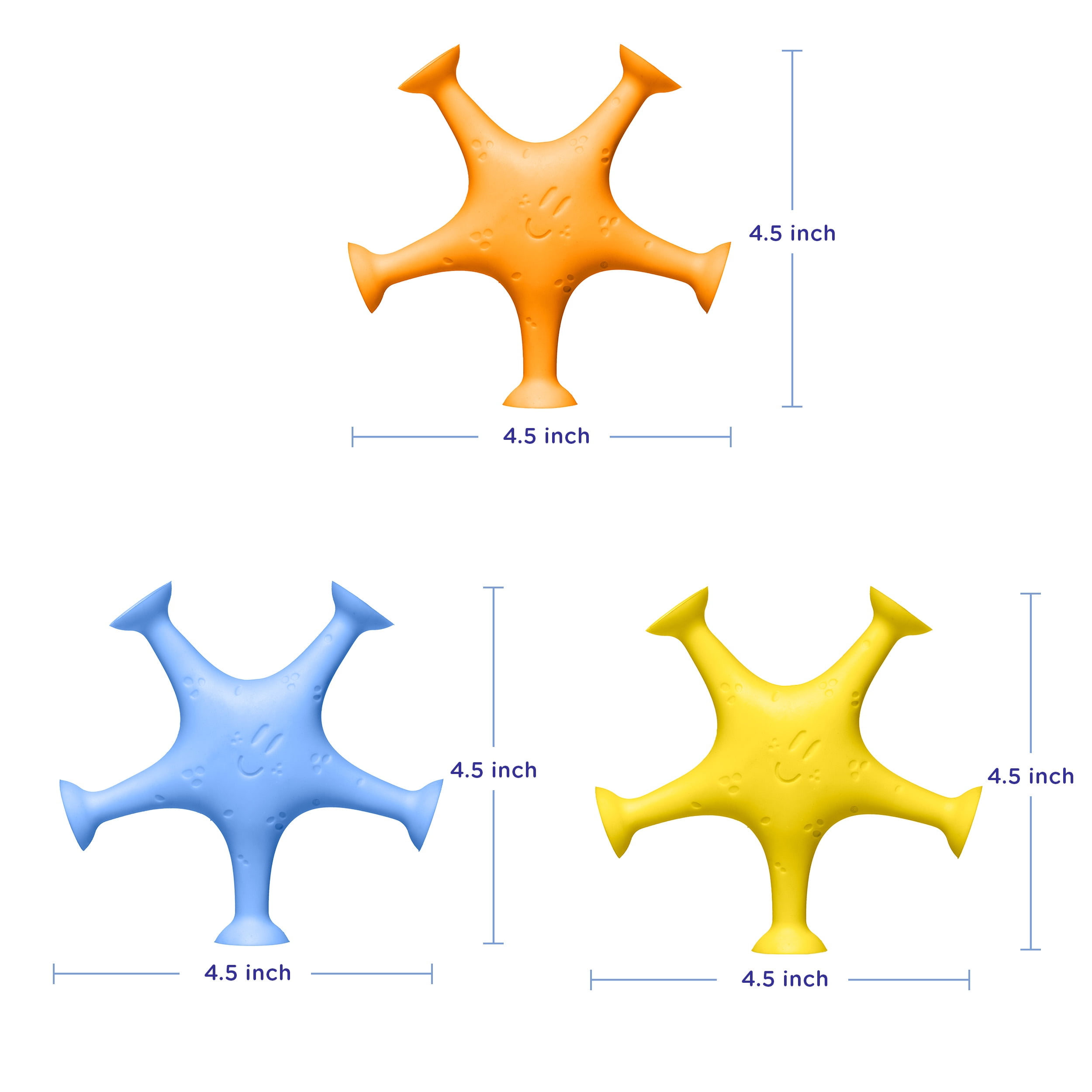 Ubbi Starfish Stretch and Suction Baby and Toddler Bath Toys, Multicolored, Set of 3