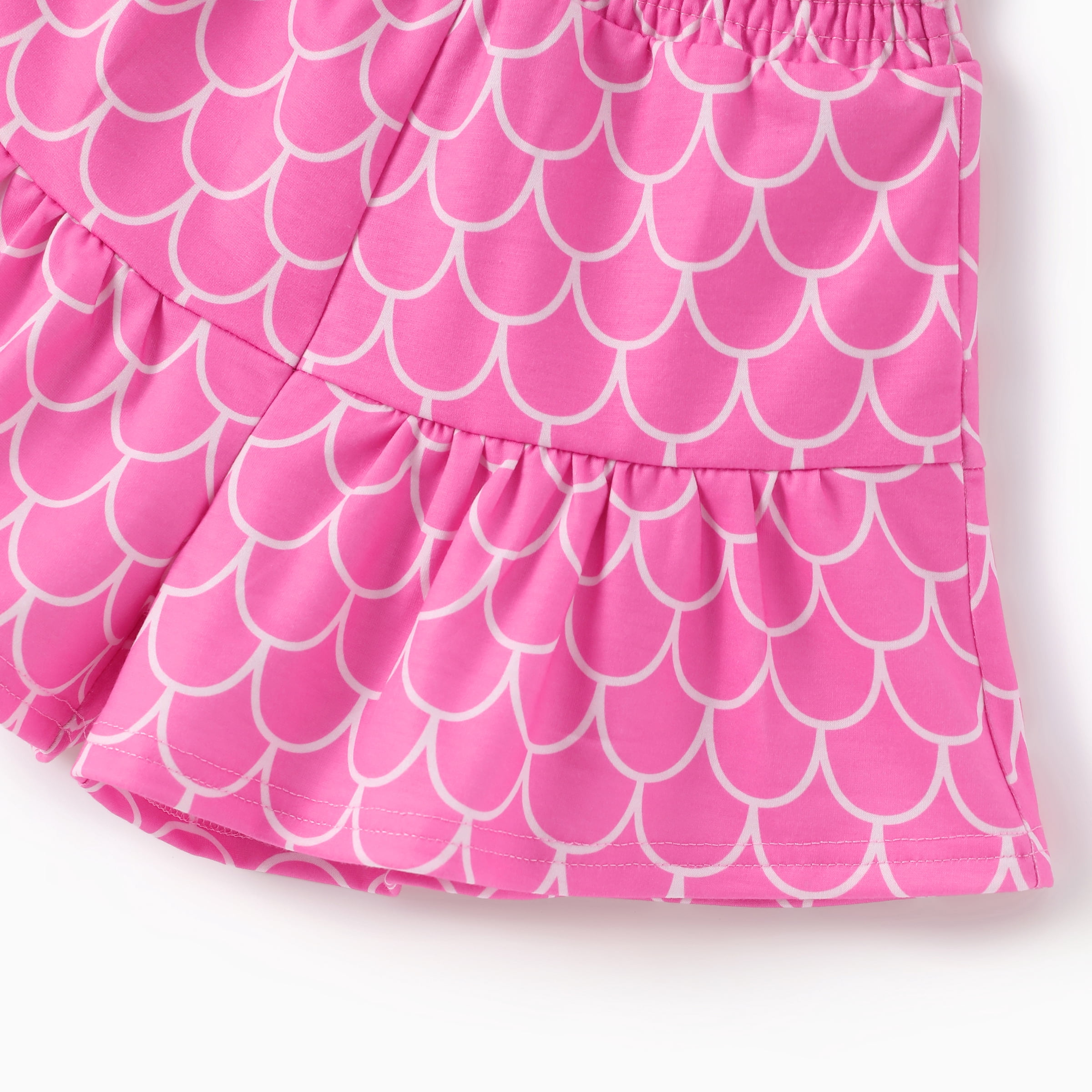 Disney Princess Girls Ariel Graphic Crop Tee and Mermaid Dress-Style Shorts Summer Pink Outfit Set Toddlers Kids 3-4T