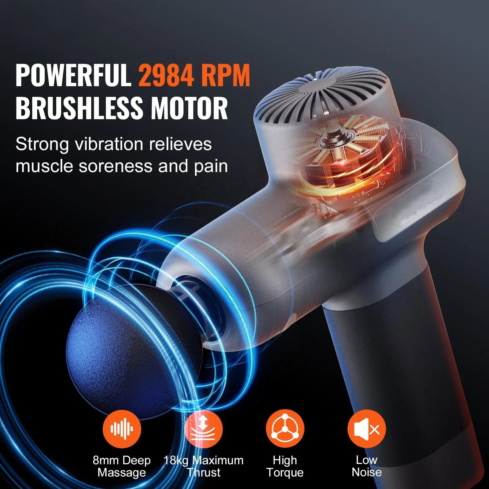 Massage Gun Deep Tissue, Percussion Muscle Massager for Athletes - with 5 Speed Levels & 6 Massage Heads, Handheld Electric Massage Gun for Pain Relief, Muscle Relaxation