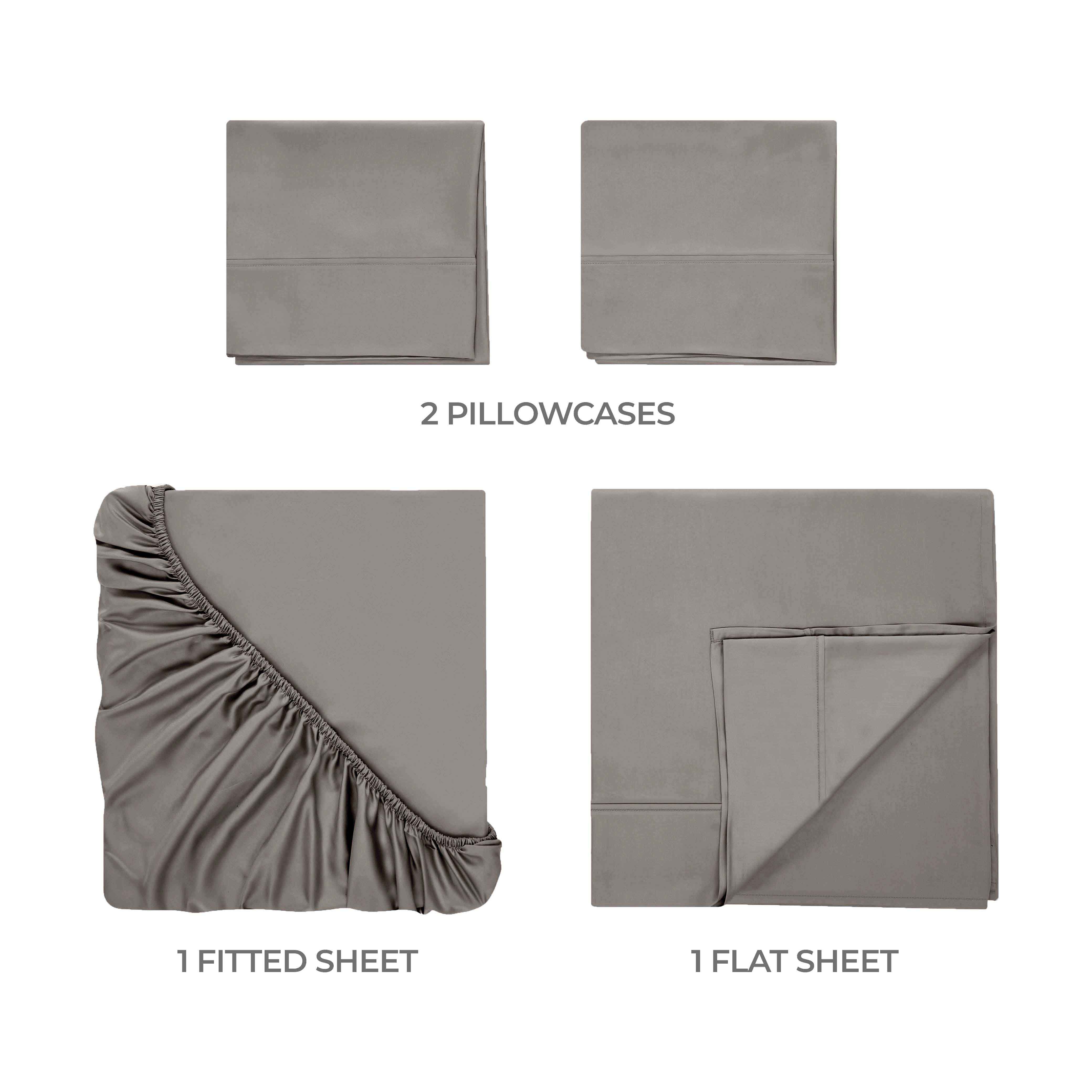 Superior Egyptian Cotton 400 Thread Count Deep Pocket Sheet Set, California King Size, Grey