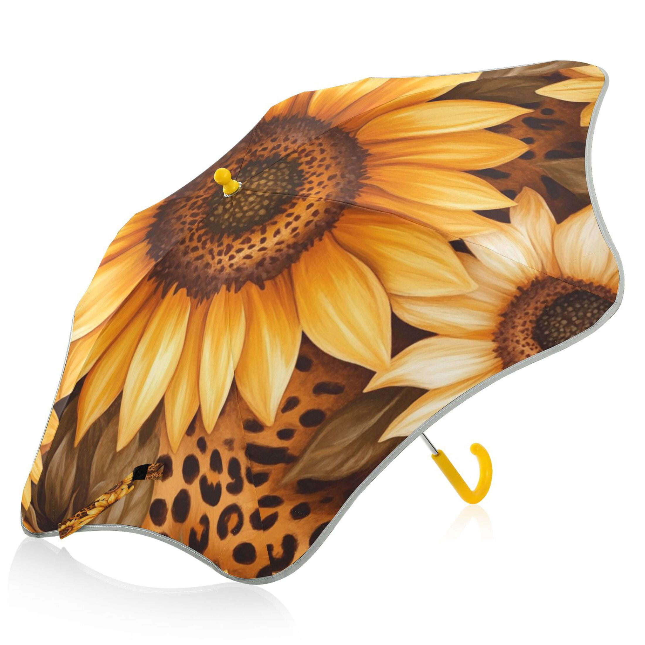 BZSMCE Folding Umbrellas Rain & UV Protection Windproof In Sunflower Safari Pattern