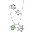thumbnail image 1 of Delight Jewelry Lime Green Faceted Glass Spinner Silver tone Snowflake Charm Necklace and Stud Earrings, 1 of 4
