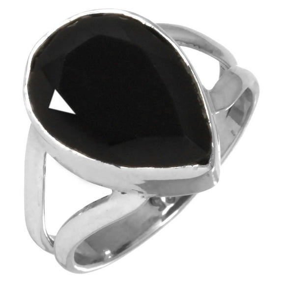 Solid 925 Sterling Silver Handmade Ring Natural Black Onyx