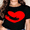 Black-67, variant on Valentine’s Day Heart Print T-Shirt for Women, Casual Daily Wear