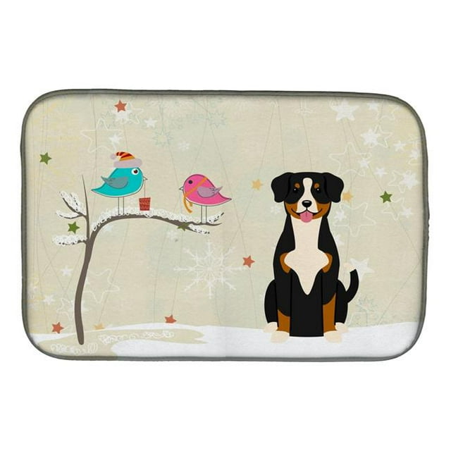 Carolines Treasures BB2510DDM Christmas Presents Between Friends Entlebucher Dish Drying Mat