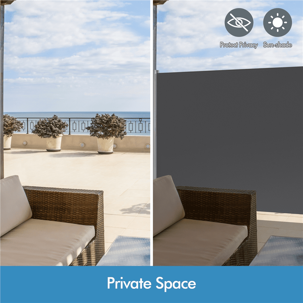 Renwick 118 x 71" Retractable Side Awning for Privacy, Free Standing, Dark Gray