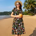 thumbnail image 4 of Balery Mushrooms Vestidos sueltos de manga corta para mujer, vestidos de verano 2025, vestidos casuales de corte A con vuelo., 4 of 6