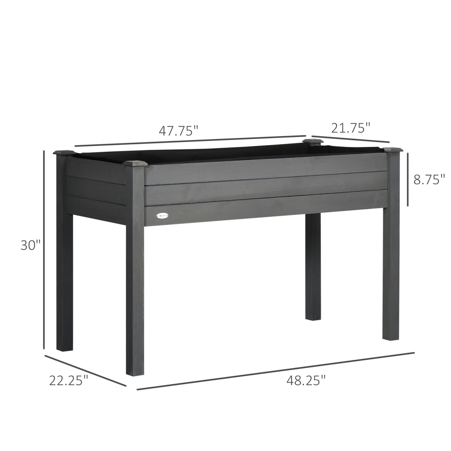 Raised Garden Bed With Legs, 48" X 22" X 30", Elevated Wooden Planter Box