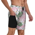 thumbnail image 2 of Logiee Lilies Flowers Print Men's Swim Trunk,Quick Dry Board Shorts ,Men's Swim Trunks with Compression Liner, Bathing Suits with Pockets-Small, 2 of 6
