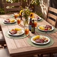 thumbnail image 2 of LOKHOM 13" Round Placemats Set of 6, Faux Leather Waterproof Heat Resistant Placemats, Reversible Solid Table Mats for Kitchen Dining Room, Green, 2 of 8
