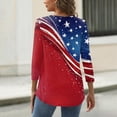 thumbnail image 5 of Women's Patriotic Star Print 250th Anniversary USA Shirt V-Neck Button 3/4 Sleeve T-Shirt, 5 of 5