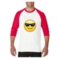 thumbnail image 1 of MmF - Mens Raglan Sleeve Baseball T-Shirts, up to Size 3XL - Emoji with Sunglasses, 1 of 4