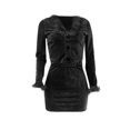 thumbnail image 4 of Gibobby Vestido de manga larga para mujer Vestido de traje de felpa sexy con cuello en V de invierno para mujer(Negro,M), 4 of 5