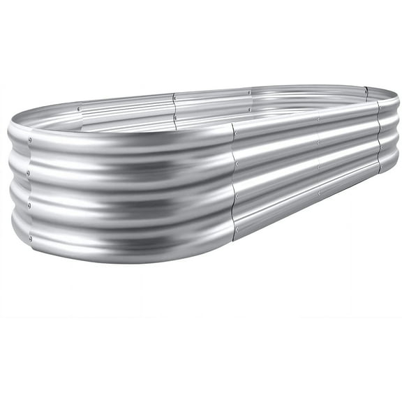 Outdoor Oval Galvanized Planter Garden Box 4x2x1 FT Raised Metal Bed for Vegetables