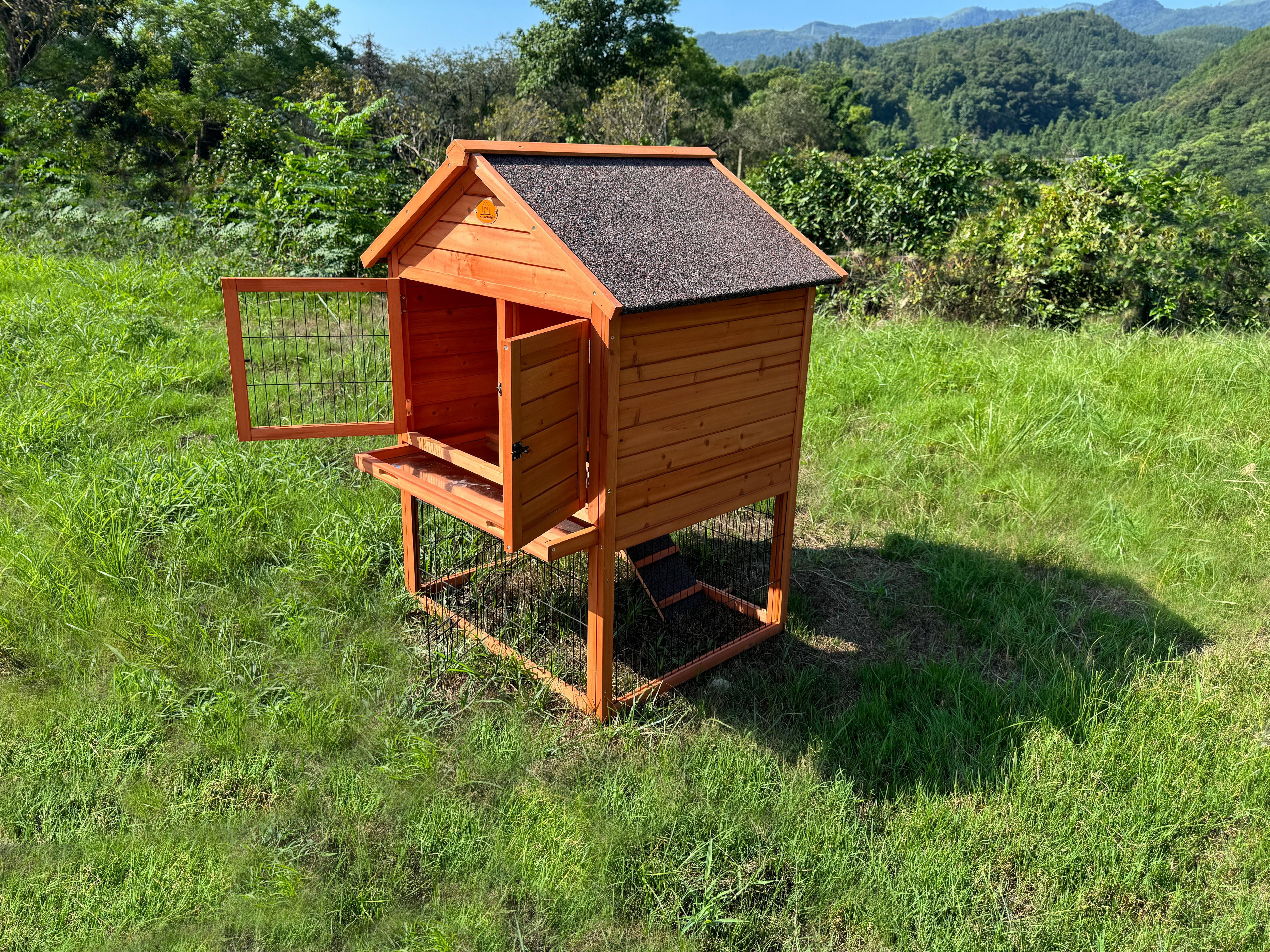 KennelMaster Elevated Outdoor Rabbit Hutch with Weatherproof Roof, 36 x 30 x 48 Inches
