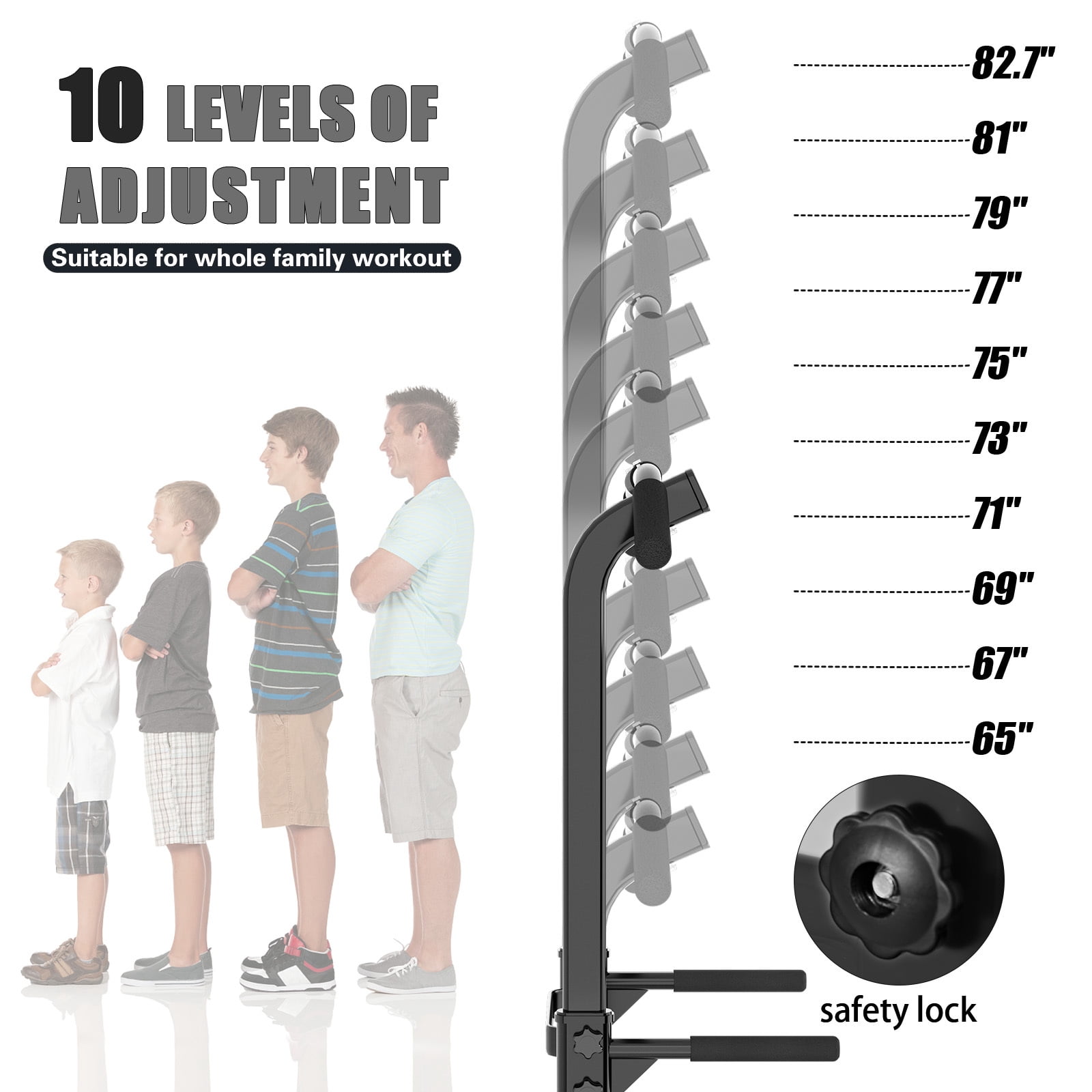SogesPower Adjustable 83"H Pull up Bar Power Tower Multifunctional Fitness Station for Home