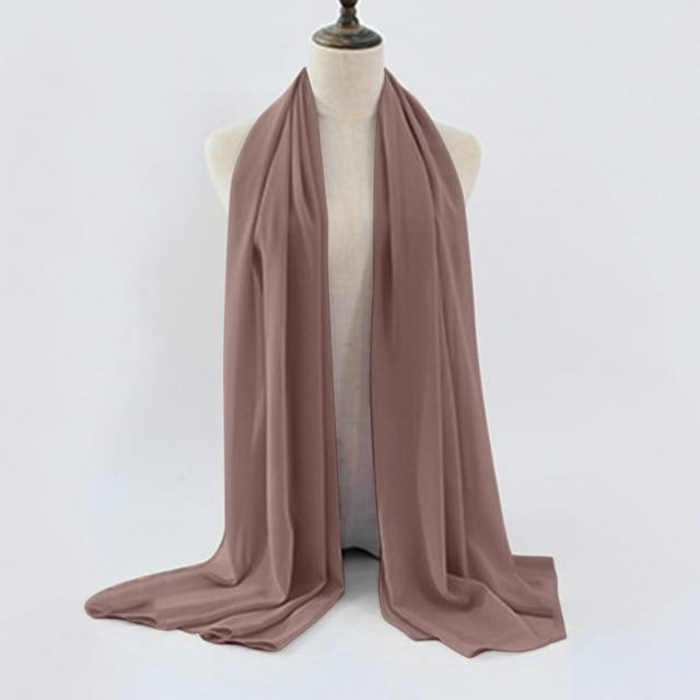 Women's Soft Solid Color Shawl Baotou Pearl Chiffon Shawl Muslim Hijab