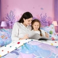 thumbnail image 5 of meiyoeat girls Monogrammed M Theme 7 Pieces Full Size Bedding Sets,Watercolor Mermaid Print Full Size Bed in a Bag,Reversible, 5 of 7