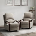 thumbnail image 2 of 14 Karat Home Upholstered Rocking Recliner Chair Set of 2 with Metal Base for Living Room, Beige, 2 of 10