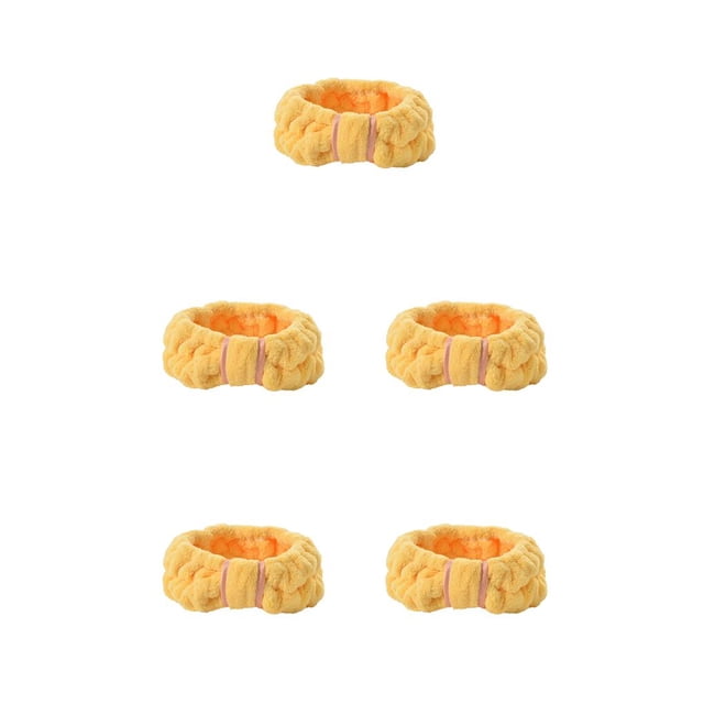 Sonducket Banda para el cabello Elástico de cara Coral Fleece Diademas Artículos para el hogar Accesorios de peinado Maquillaje Cuidado de la piel Amarillo 5piezas Sonducket CBP256328