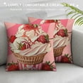thumbnail image 3 of Throw Pillow Cover ,Sweet Pillow Cover Summer Cool Theme Cushion Cover Cartoon Strawberry Print Decorative Pillow Cover, 3 of 5