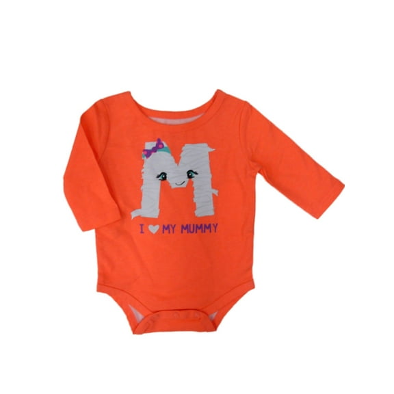 Infant Baby Girls Orange I Love Mummy Halloween Creeper Bodysuit 3m