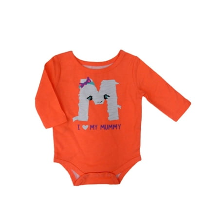 Infant Baby Girls Orange I Love Mummy Halloween Creeper Bodysuit 3m