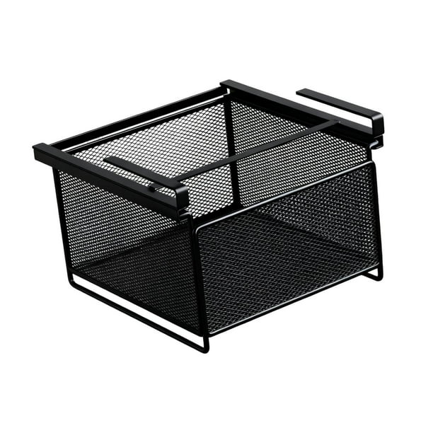Cesta extraíble de metal para armario, organizador bajo el mueble para sujetadores, calcetines, corbatas y cinturones Negro