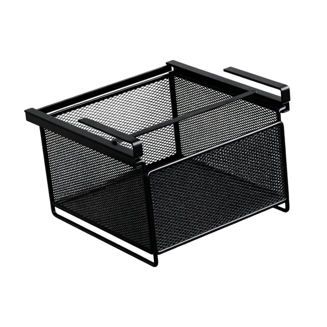 Organizador metálico para cajones bajo el armario, porta bragas deslizante que ahorra espacio, perchero para corbatas Negro