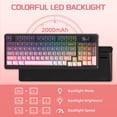 thumbnail image 3 of FREEWOLF M96 Wireless Gaming Keyboard Creamy Membrane with Rainbow Backlight,Media Knob,LCD Screen,Dual Mode-Bluetooth/2.4Ghz,Ball Shape PBT Keycap 94 Key..., 3 of 6