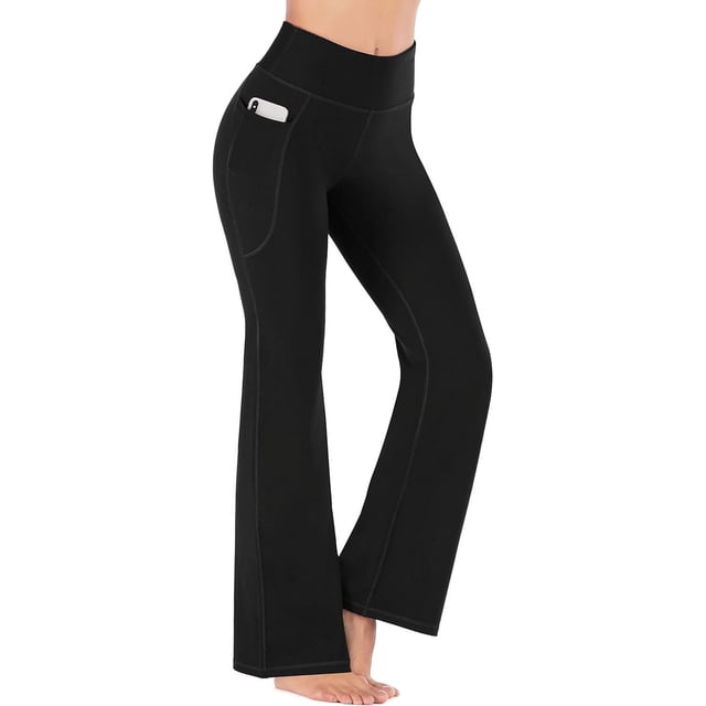 Pantalones de yoga para mujer con bolsillos, pantalones de entrenamiento de cintura alta para mujer, pantalones de trabajo con corte pirata, pantalones de vestir
