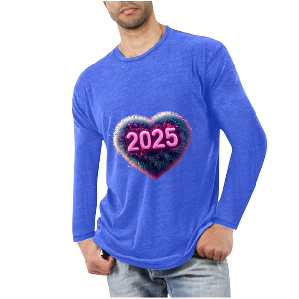 Blusas y camisas de manga larga con cuello redondo para hombre, deportivas, fitness, hogar, pijamas navideños estampados, camiseta de manga larga con cuello redondo, blusa de poliéster para hombre