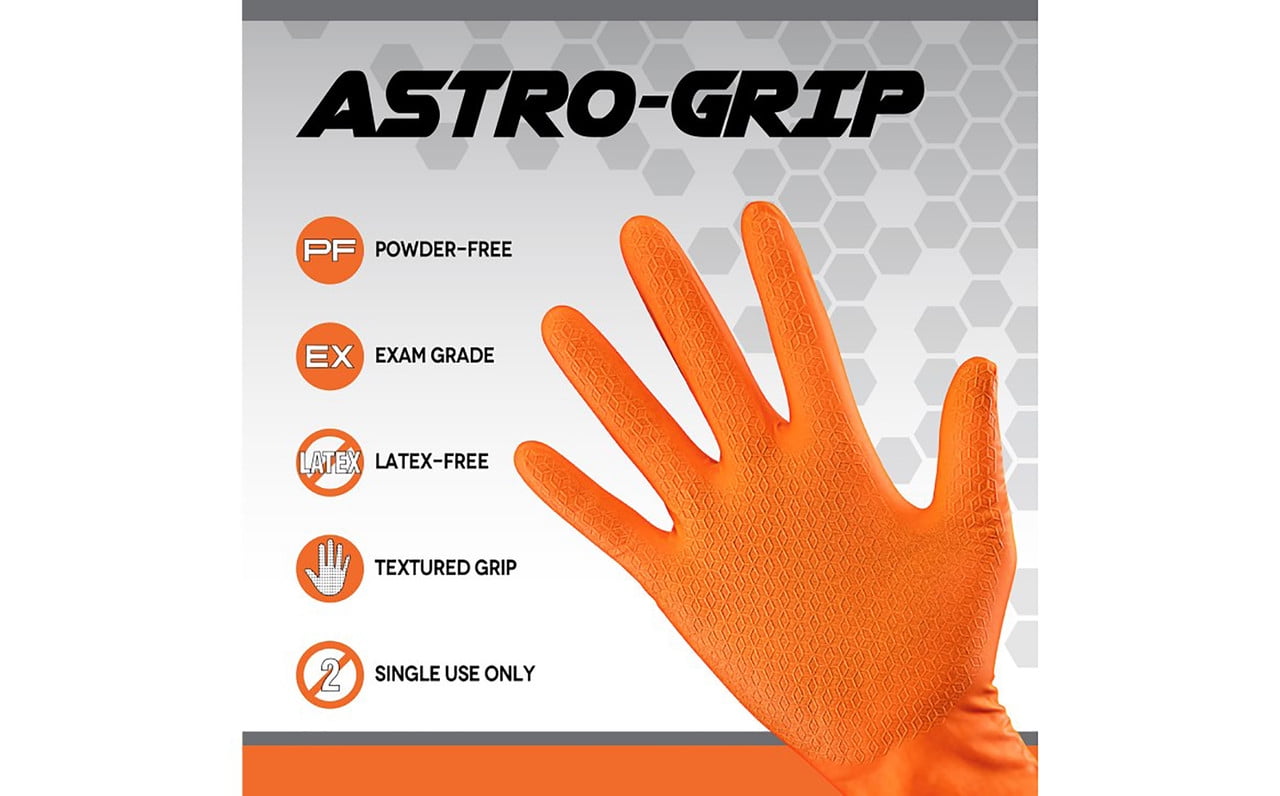 Astro-Grip 66474 Powder-Free Exam Grade Nitrile Disposable Gloves - 7 Mil, Size XL, 100 Gloves/Box, 10 boxes/case