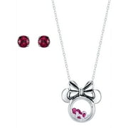 Disney Minnie Mouse Pendant Necklace & Earring Set One Size Silver tone/pink