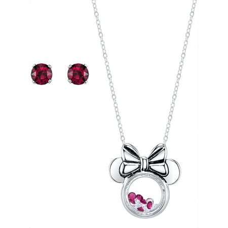 Disney Minnie Mouse Pendant Necklace & Earring Set One Size Silver tone/pink