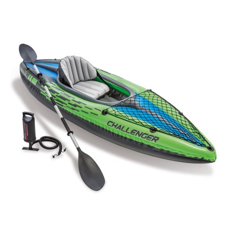 Challenger K1 Inflatable Single Person Kayak Set and Accessory Kit w/ Pump