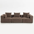 thumbnail image 7 of Modular Sectional Sofa, 111" Deep-Seat Comfy Sectional Couches for Living Room, 3-Seater Couches with 5 Pillows, Tool-Free Assembly (Brown), 7 of 7