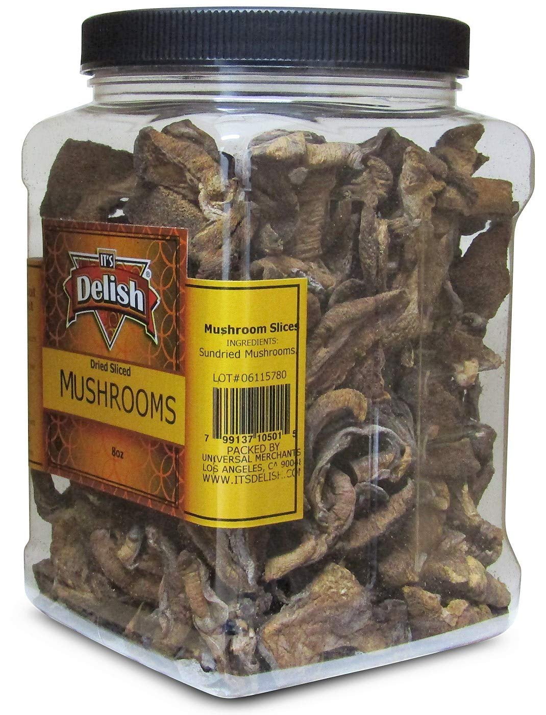 Dried Mushroom Slices Boletus Luteus by It's Delish, 8 Oz Jumbo Reusable Container  Chilean Sundried Dehydrated and Sliced Mushrooms for Cooking and Flavoring