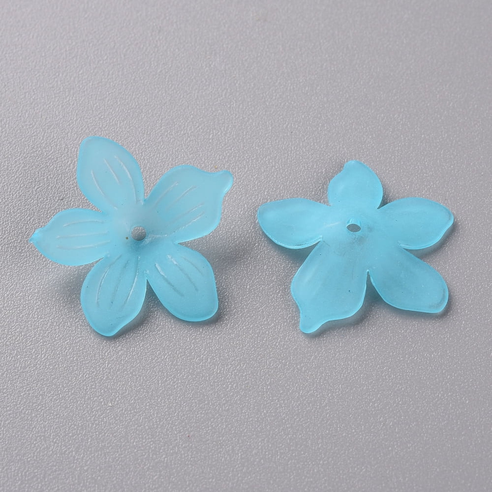 500gs Frosted Acrylic Bead Caps 20x21.5x4.5mm Hole: 1.6mm about 1630pcs/500g Blue